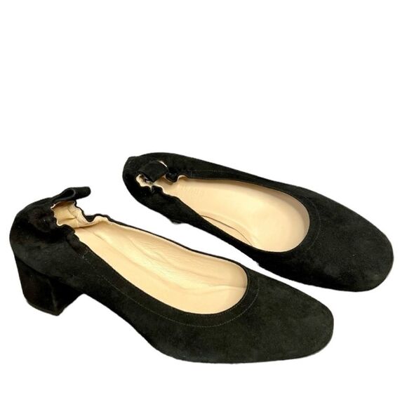 NEW Everlane classic black suede leather chunky block Day heels size 10.5 - Picture 1 of 10